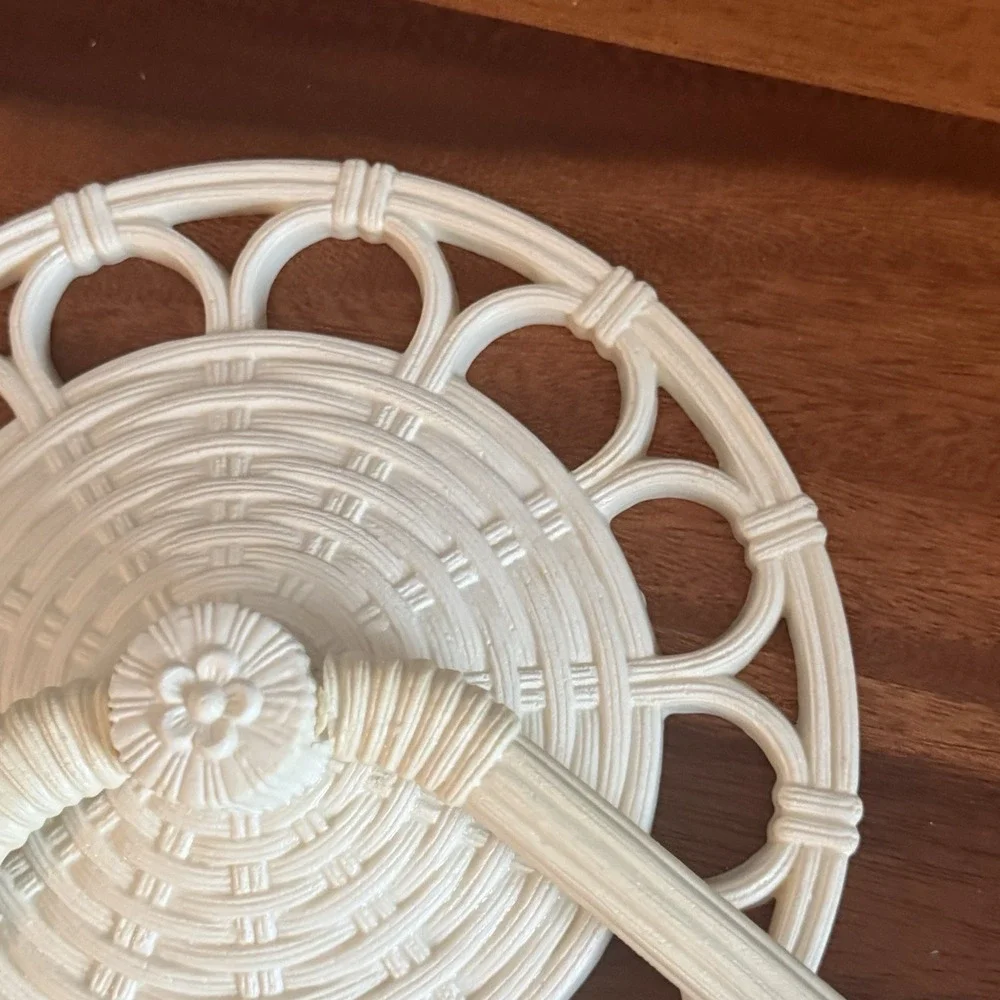 Vintage HomeCo Towel Holder Rattan Look Wall Decor Bathroom USA off-white